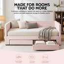 Artiss Single Extendable Daybed with 2 Storage Drawers, Pink-9