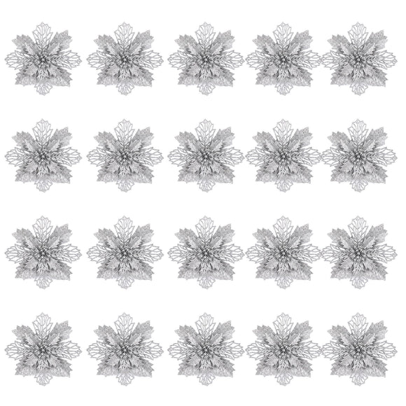 Jingle Jollys 20Pcs Christmas Tree Flower Set Garland Wreath Poinsettia Decorations