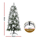 Jingle Jollys Christmas Tree 1.8m Xmas Tree Snow Flocked Flowers Decor 564 Tips-2