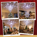 Jingle Jollys Christmas Tree Topper Lighted 360° Rotating Snowflake Projector Silver Glitter-10