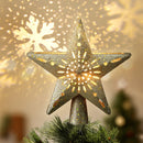 Jingle Jollys Christmas Tree Topper Star Snowflake Projector Party Glitter Gold-7