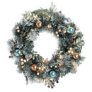 Jingle Jollys 60cm Christmas Wreath with LED Lights Snowy Garland Xmas Decor-1