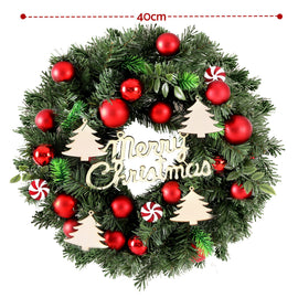 Jingle Jollys Christmas Wreath 40CM Xmas Garland Baubles Ornaments Party Decor - 0