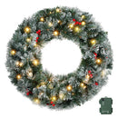 Jingle Jollys 60cm Christmas Wreath LED Lights Snowy Berries Garland Party Decor-4