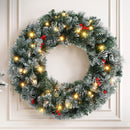 Jingle Jollys 60cm Christmas Wreath LED Lights Snowy Berries Garland Party Decor-9