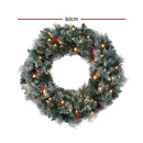 Jingle Jollys 60cm Christmas Wreath LED Lights Snowy Berries Garland Party Decor-2