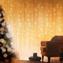 Jingle Jollys 3X3M Christmas Lights Curtain String Light 300 LED Warm White-1