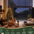 Jingle Jollys 3X3M Christmas Lights Curtain String Light 300 LED Cool White-7