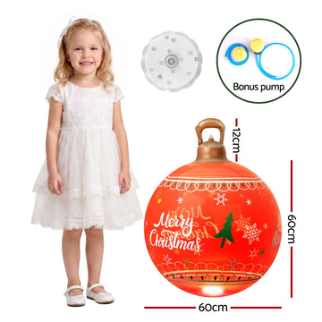 Jingle Jollys Christmas Inflatable Ball 60cm Led Illuminated Xmas Decoration Red - 0