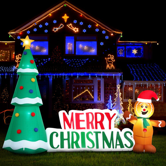 Jingle Jollys Christmas Inflatable Gingerbread Man 1.5M Height LED Decorations Illuminated