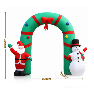 Jingle Jollys Christmas Inflatable Archwary 2.8M Illuminated Decorations - 0