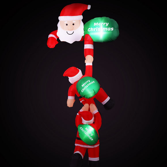 Jingle Jollys Christmas Inflatable Climbing Santa 2.5M Height LED Decorations Illuminated