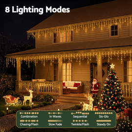 20M Christmas Lights Icicle Light 800 LED Warm White Decor Jingle Jollys - 0