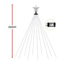Jingle Jollys 2.5M Christmas Lights Waterfall String Light 300 LED Star Topper-2
