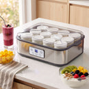 Devanti Yoghurt Maker Machine with 12x180ml Glass Cups Temp Control Grey-1