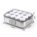 Devanti Yoghurt Maker Machine with 12x180ml Glass Cups Temp Control Grey-2
