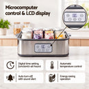 Devanti Yoghurt Maker Machine with 12x180ml Glass Cups Temp Control Grey-6