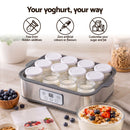 Devanti Yoghurt Maker Machine with 12x180ml Glass Cups Temp Control Grey-9