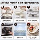 Devanti Yoghurt Maker Machine with 8x180ml Glass Cups Temp Control Black-7
