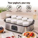 Devanti Yoghurt Maker Machine with 8x180ml Glass Cups Temp Control Black-9