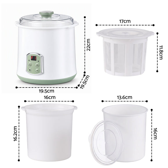 Devanti 2-in-1 Yoghurt Maker and Fermenter 2L with Greek Yoghurt Strainer Soft Cheese Machine