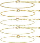 A golden five - piece set Chic Multi - Layered Alloy Bracelet Set - Fashionable Stackable Jewelry - RnR Galore
