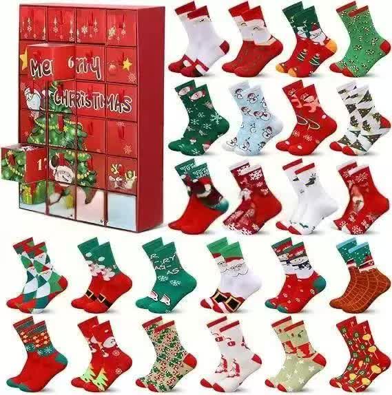 Advent Calendar 2025 Adult Men 24 Days of Christmas Cotton Socks US 7 - 13 Fun Christmas Sock Advent Calendar for Men Funny Gifts for Dad Boyfriend Husband Brother Random Socks Gift Box - RnR Galore