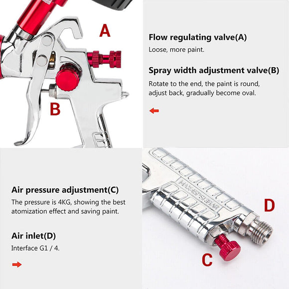 Air HVLP Spray Gun Paint Gun 600CC Gravity Feed Cup 1.4mm 1.7mm 2mm Tip AU Stock - RnR Galore