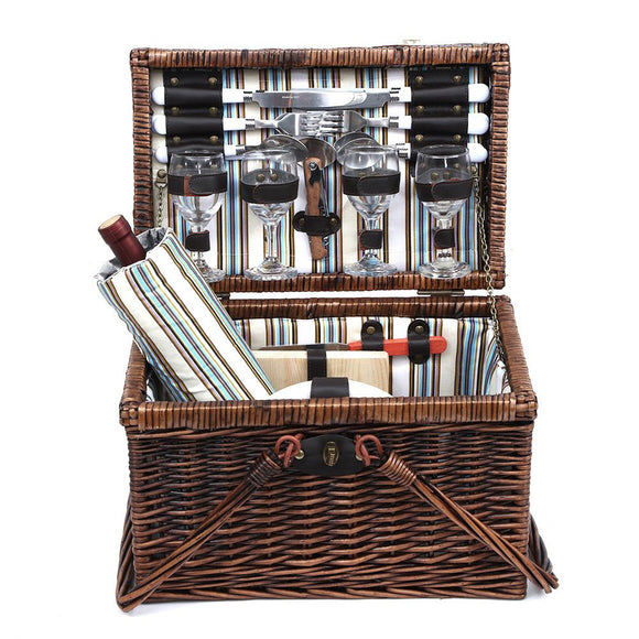 Alfresco 4 Person Picnic Basket Set Folding Insulated bag - RnR Galore