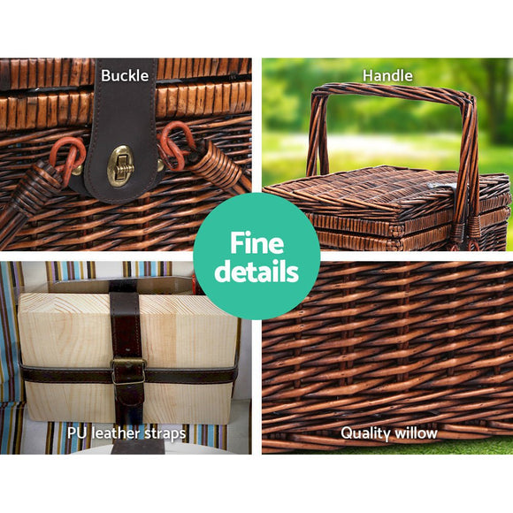 Alfresco 4 Person Picnic Basket Set Folding Insulated bag - RnR Galore