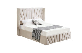 Allure Beige Velvet Gas Lift Bed - King - RnR Galore