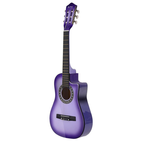 Alpha 34 Inch Classical Guitar Wooden Body Nylon String w/ Stand Beignner Purple - RnR Galore