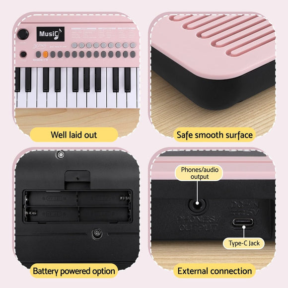 Alpha 37 - Key Digital Piano Keyboard for Kids Beginners Electronic Keyboard Piano Gift Pink - RnR Galore