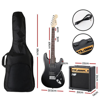 Alpha Electric Guitar Music String Instrument 20W Amplifier Black - RnR Galore