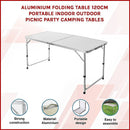 Aluminium Folding Table 120cm Portable Indoor Outdoor Picnic Party Camping Tables - RnR Galore