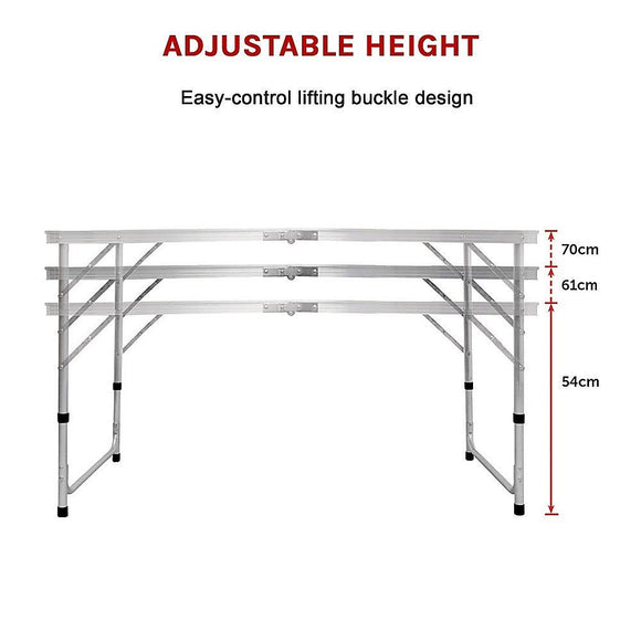 Aluminium Folding Table 120cm Portable Indoor Outdoor Picnic Party Camping Tables - RnR Galore