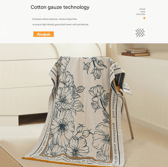 Among the flower fields 40S Pure Cotton Gauze Bath Towel - Extra Large, Thick, Soft, and Highly Absorbent for Adults - RnR Galore