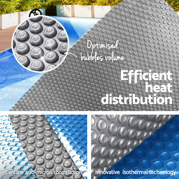 Aqua Buddy Pool Cover 9.5x5m 400 Micron Swimming Pool Solar Blanket Blue Silver - RnR Galore