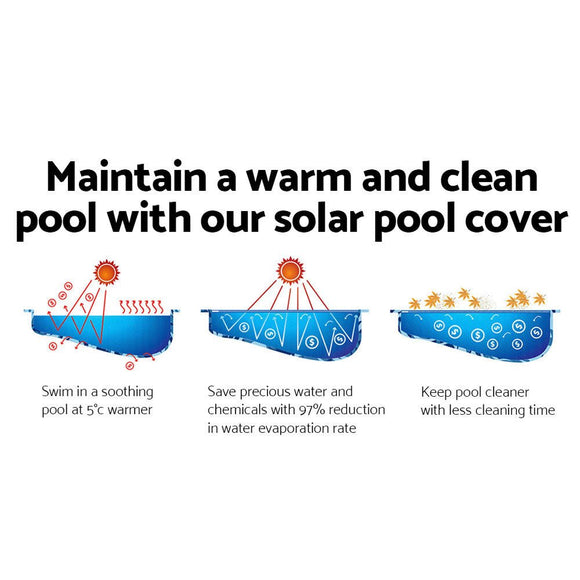 Aquabuddy Pool Cover 11x6.2m 400 Micron Swimming Pool Solar Blanket Blue Silver - RnR Galore