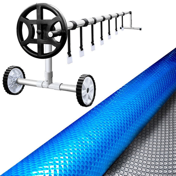 Aquabuddy Pool Cover 500 Micron 6.5x3m Silver Swimming Pool Solar Blanket 4m Roller - RnR Galore