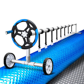 Aquabuddy Pool Cover 500 Micron 8.5x4.2m Silver Swimming Pool Solar Blanket 5.5m Blue Roller - RnR Galore