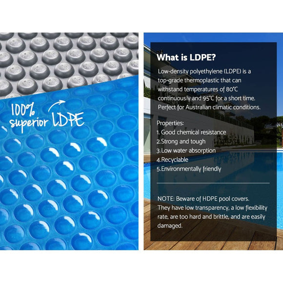 Aquabuddy Pool Cover 500 Micron 8.5x4.2m Silver Swimming Pool Solar Blanket 5.5m Blue Roller - RnR Galore