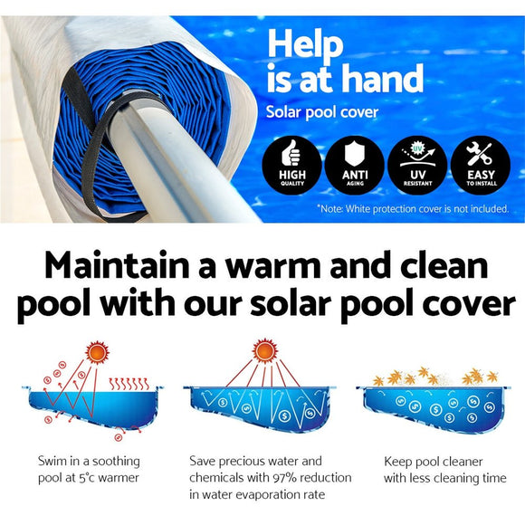 Aquabuddy Pool Cover 500 Micron 8.5x4.2m Swimming Pool Solar Blanket 5.5m Roller - RnR Galore