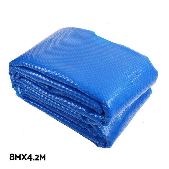Aquabuddy Pool Cover 8x4.2m 400 Micron Swimming Pool Solar Blanket 5.5m Roller Blue - RnR Galore
