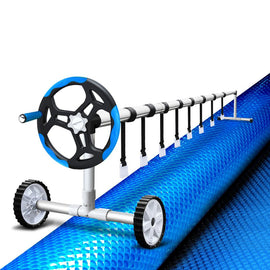 Aquabuddy Pool Cover 8x4.2m 400 Micron Swimming Pool Solar Blanket 5.5m Roller Blue - RnR Galore