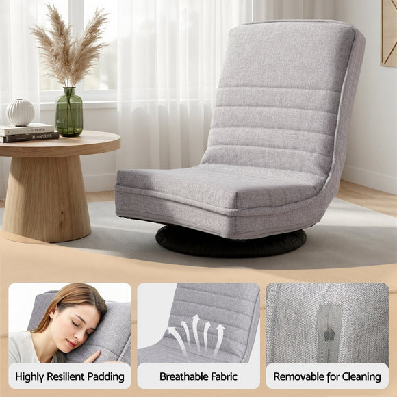 Ariss Swivel Floor Chair 360 Adjustable Foldable Lounge Seat Floor Sofa Chair Grey - RnR Galore