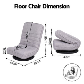 Ariss Swivel Floor Chair 360 Adjustable Foldable Lounge Seat Floor Sofa Chair Grey - RnR Galore