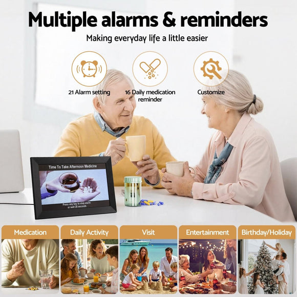 Artiss 10" Digital Day Clock Alarm Calendar Dementia Date Week Desk Clocks Black - RnR Galore