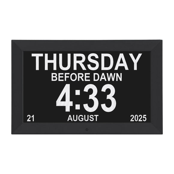 Artiss 10" Digital Day Clock Alarm Calendar Dementia Date Week Desk Clocks Black - RnR Galore