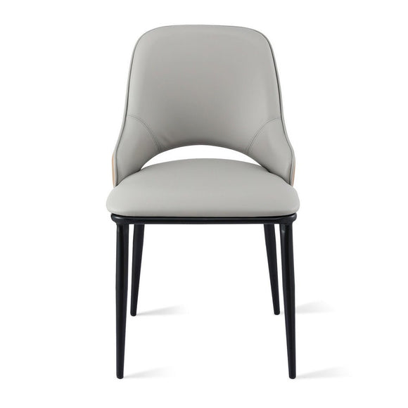 Artiss 1x Dining Chair Hollow PU Leather Kitchen Lounge Cafe Accent Chairs Grey - RnR Galore